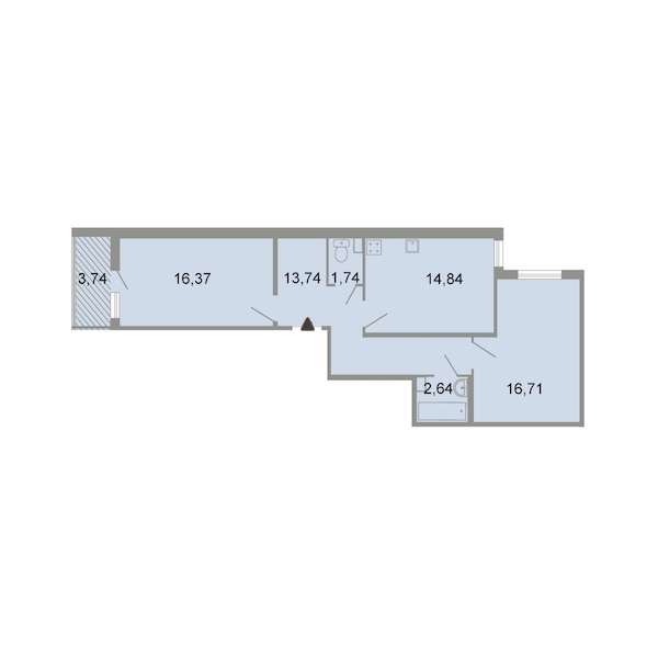2-комнатная, 68 м² — ЖК ЖК Клёны