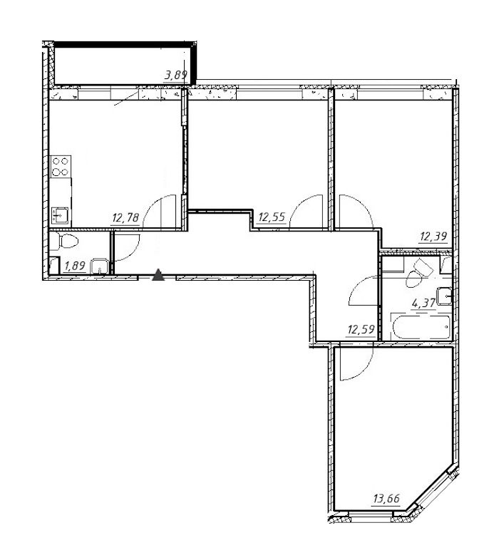 3-комнатная, 72 м² — ЖК ЖК Клёны