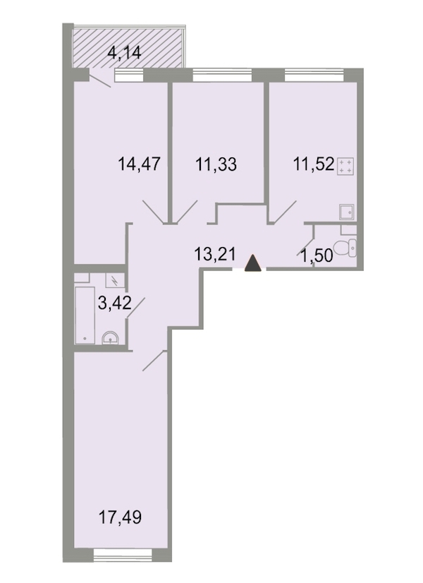 3-комнатная, 75 м² — ЖК ЖК Клёны