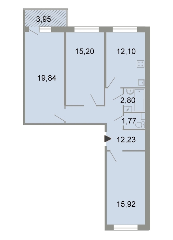 3-комнатная, 82 м² — ЖК ЖК Клёны