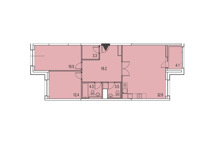 2-комнатная, 91 м² — ЖК ЖК Лайф Лесная