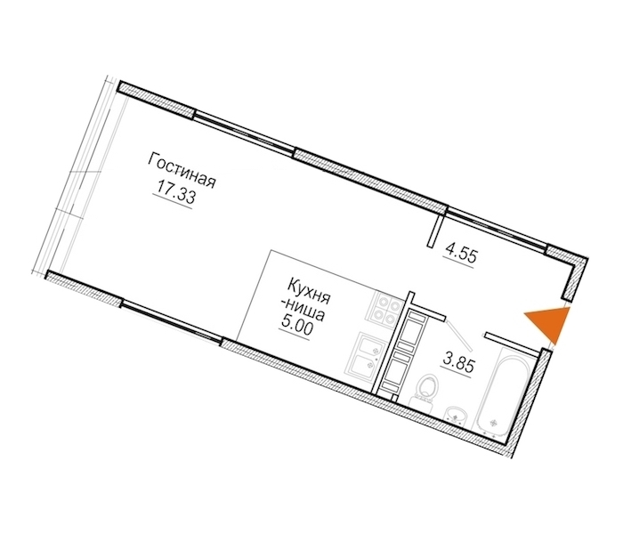 Студия, 31 м² — ЖК Апарт-отель Next (Некст)