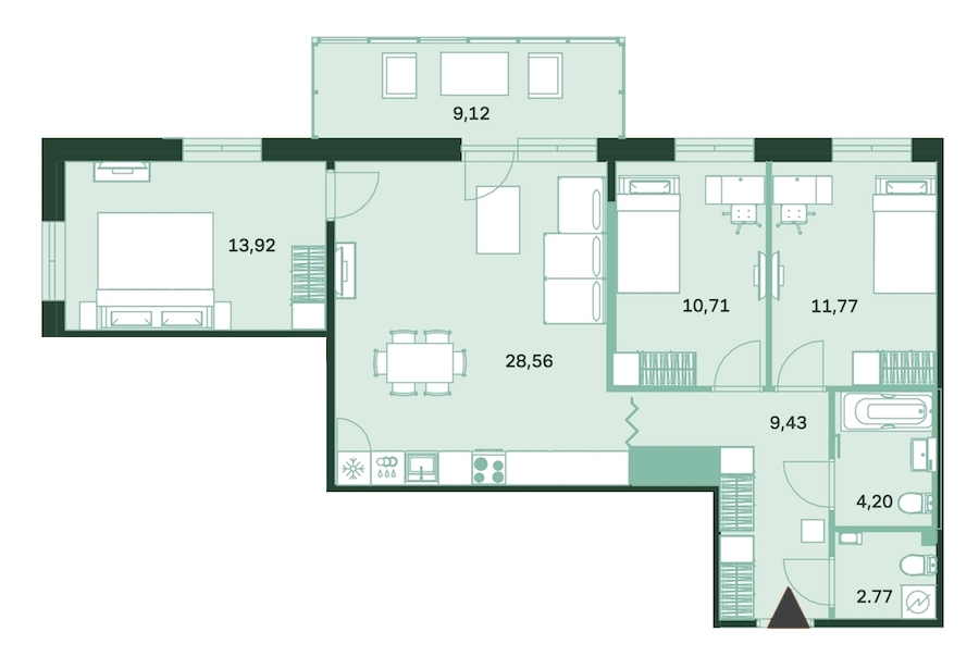 3-комнатная, 84 м² — ЖК ЖК Магнифика Резиденс (Magnifika Residence)
