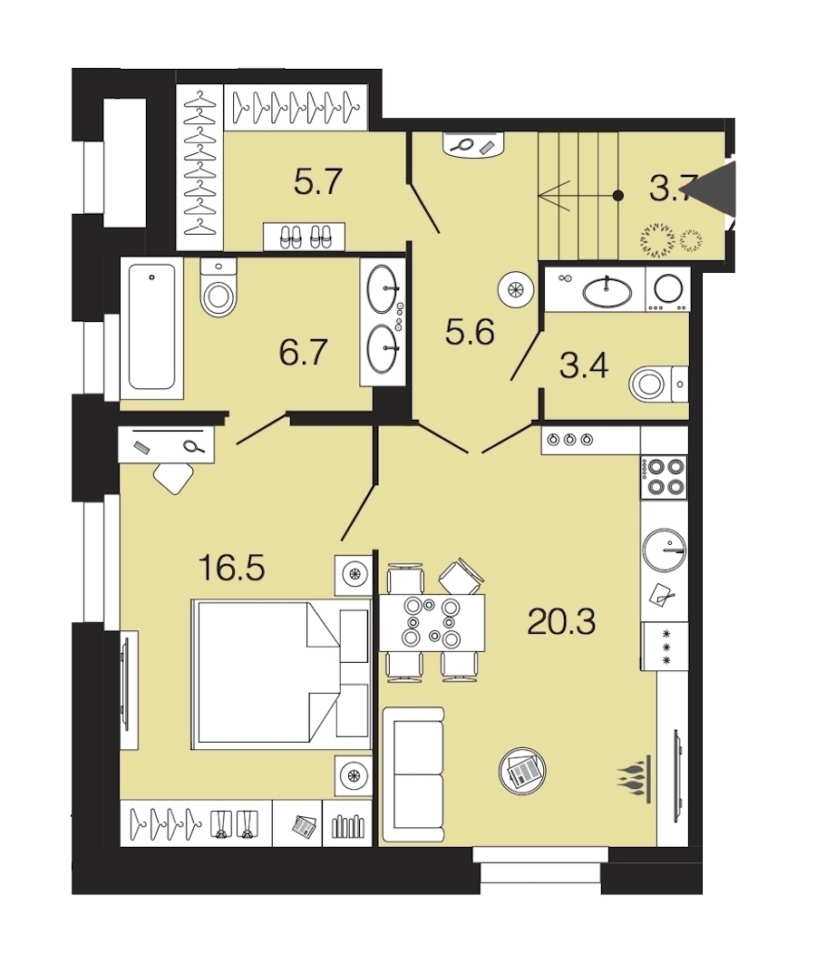 1-комнатная, 62 м² — ЖК ЖК Futurist (Футурист)