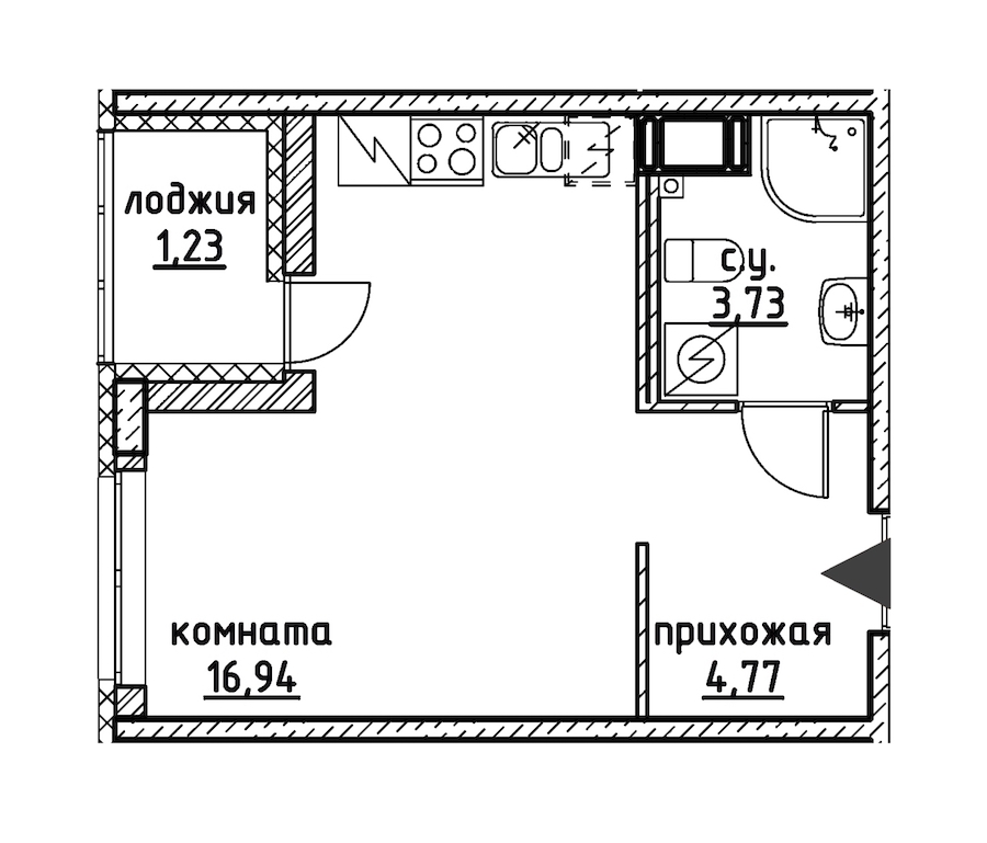 Студия, 27 м² — ЖК ЖК Айди Кудрово (ID Kudrovo)