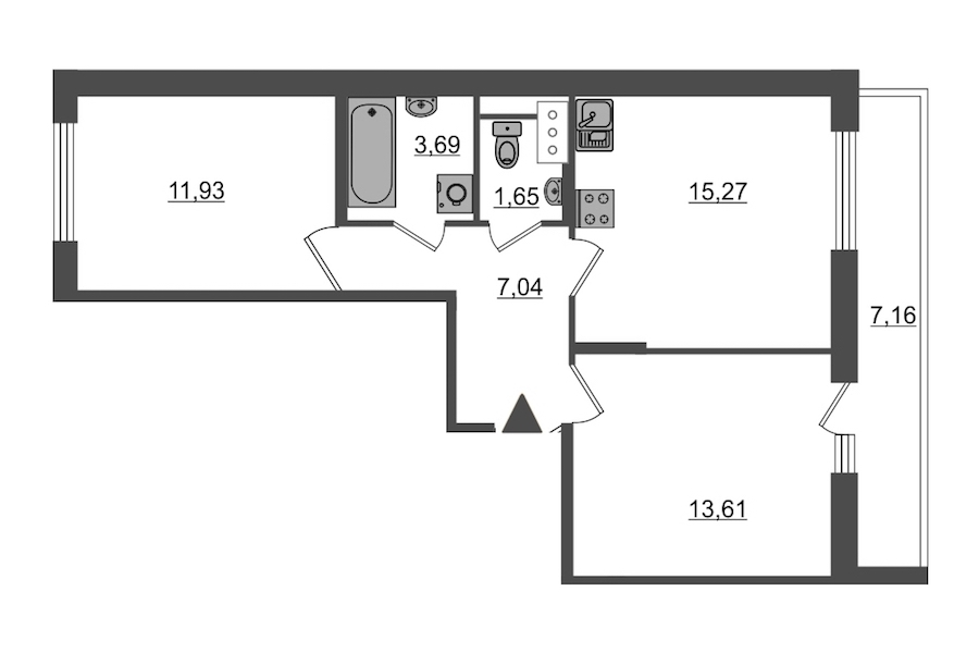 2-комнатная, 60 м² — ЖК Ап-квартал Московский (Up-квартал Московский)