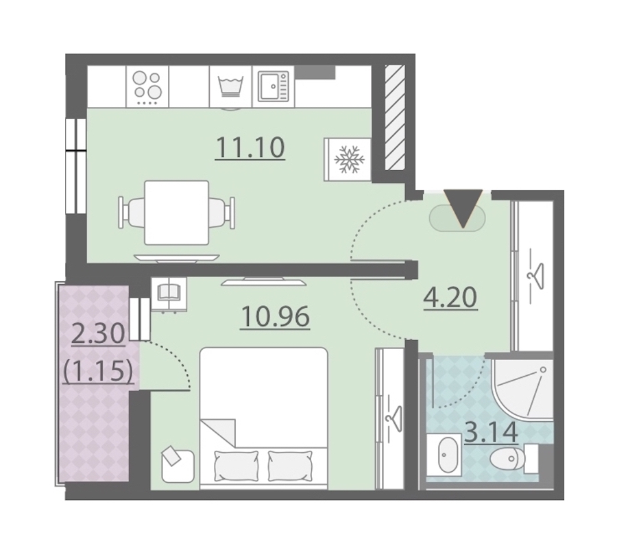 1-комнатная, 31 м² — ЖК ЖК Ручьи