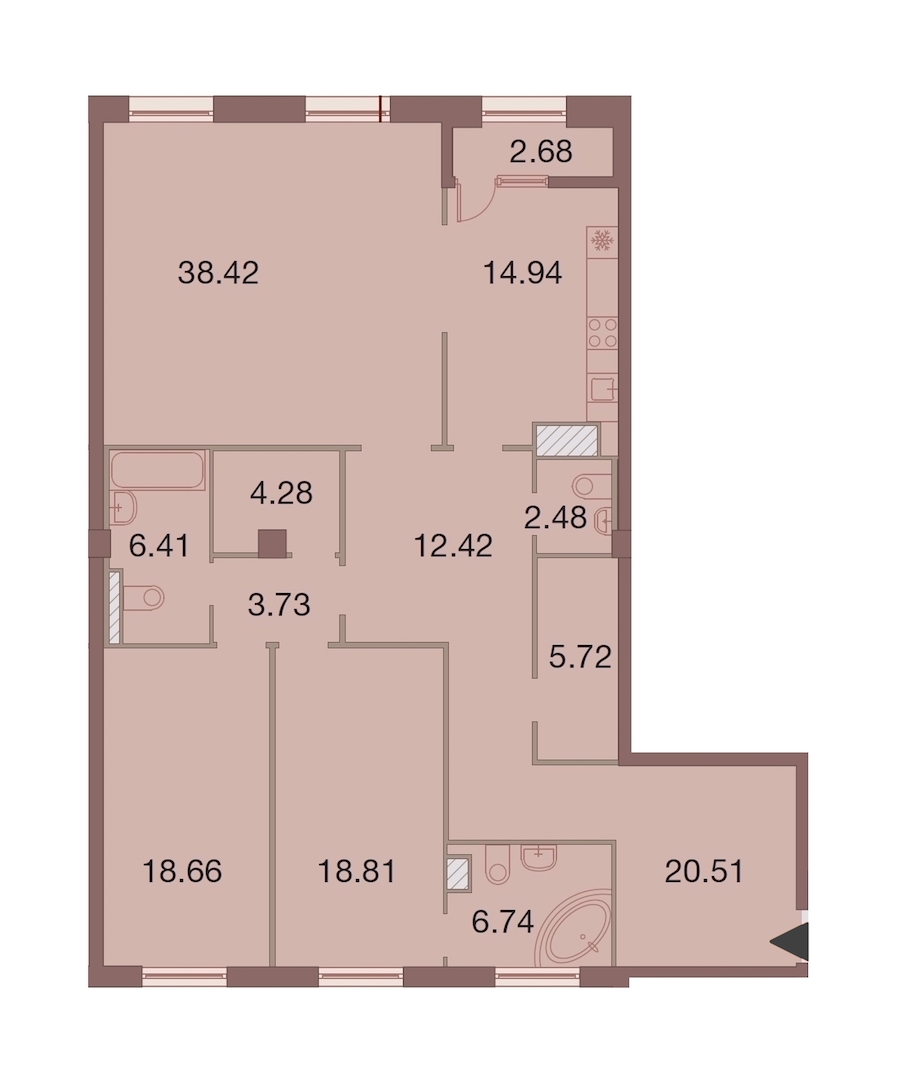 3-комнатная, 154 м² — ЖК ЖК Neva Haus (Нева Хаус)