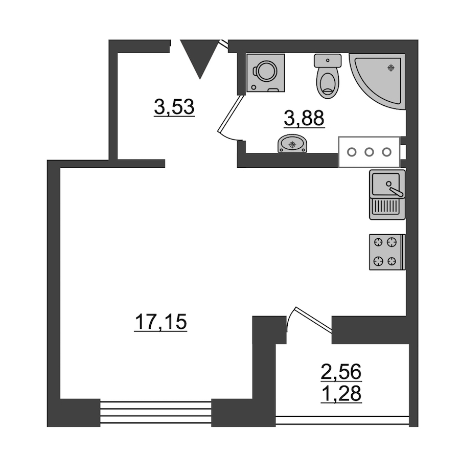 Студия, 26 м² — ЖК ЖК ID Мурино (Айди Мурино)