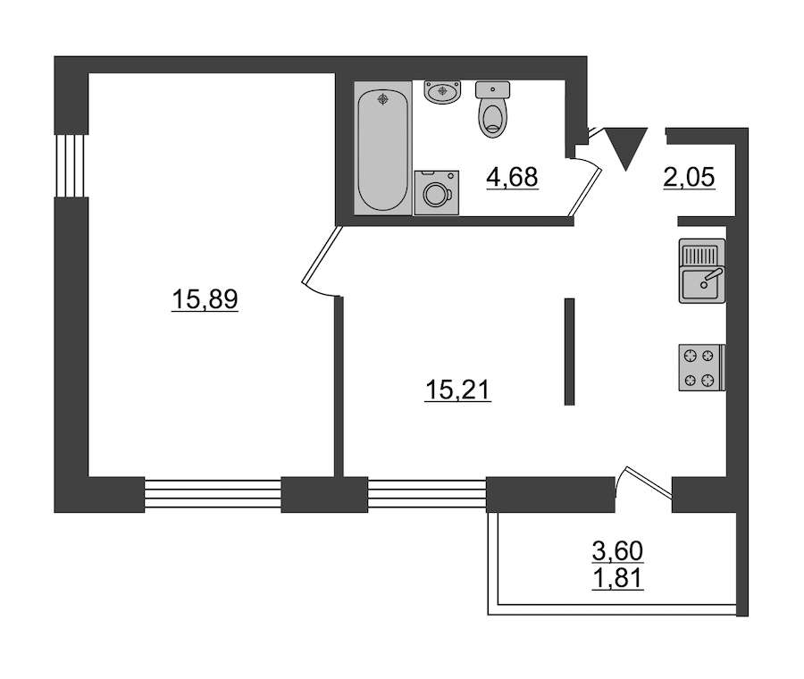 1-комнатная, 40 м² — ЖК ЖК ID Мурино (Айди Мурино)