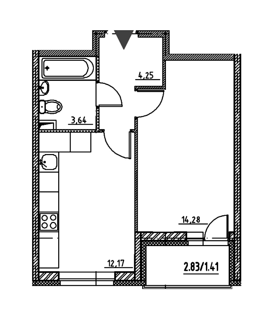 1-комнатная, 36 м² — ЖК ЖК Энфилд