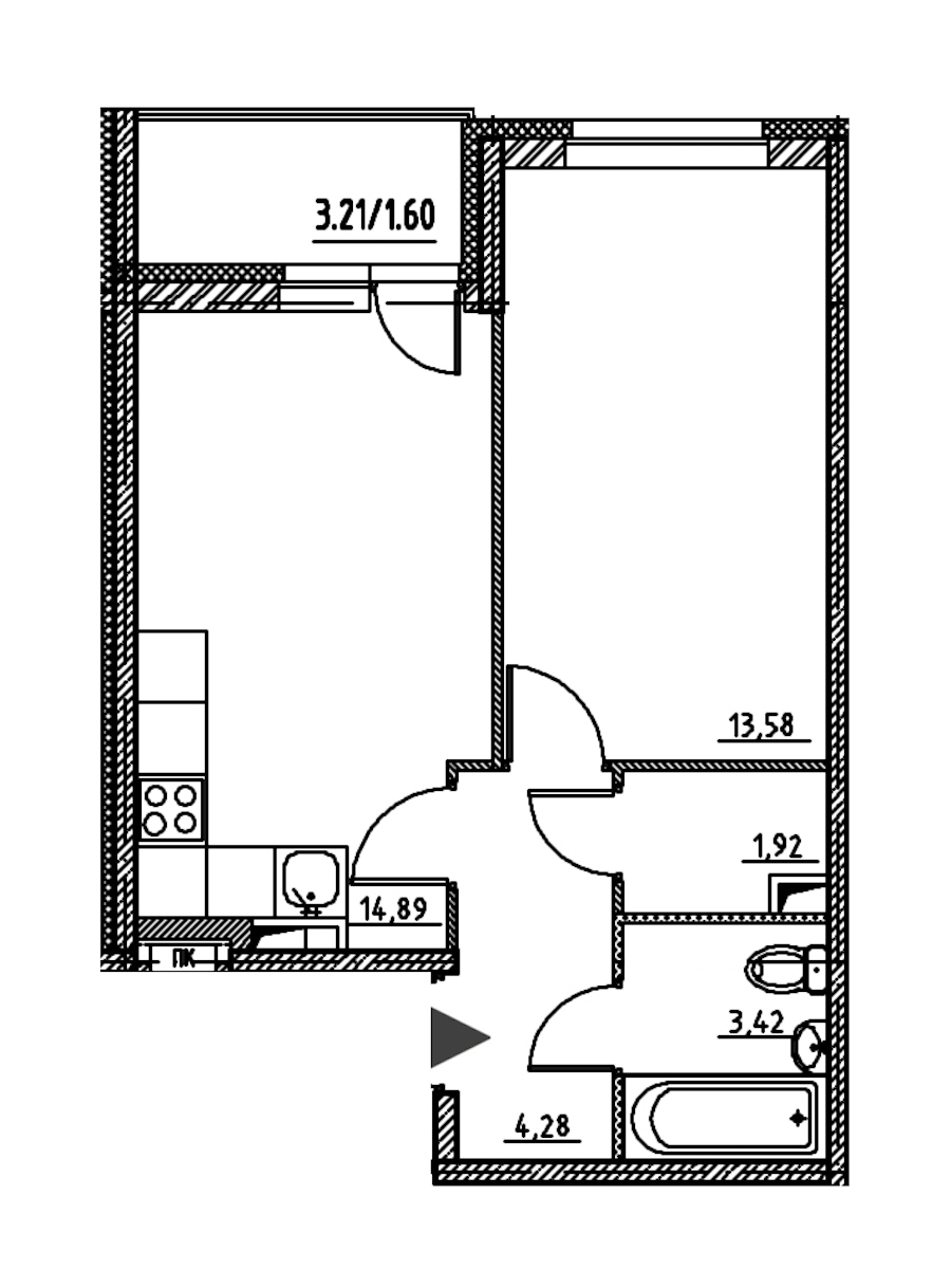 1-комнатная, 40 м² — ЖК ЖК Энфилд