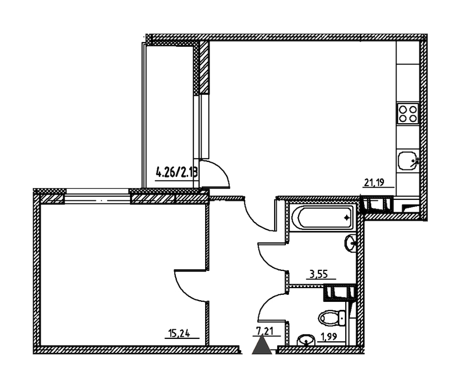 1-комнатная, 51 м² — ЖК ЖК Энфилд