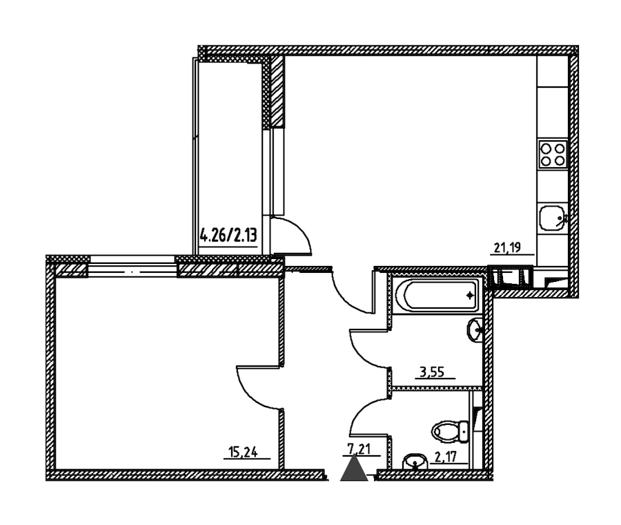 1-комнатная, 51 м² — ЖК ЖК Энфилд
