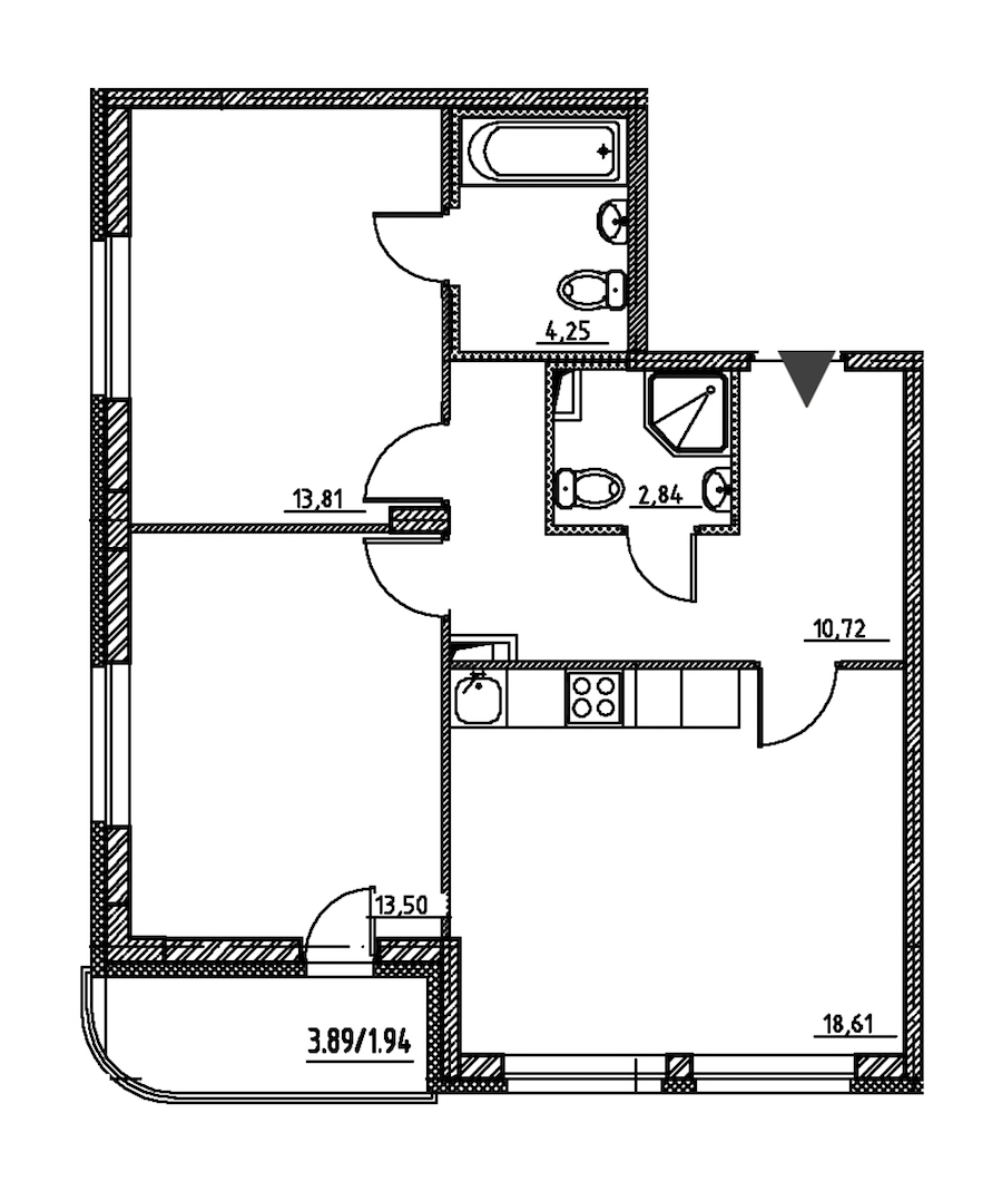 2-комнатная, 66 м² — ЖК ЖК Энфилд