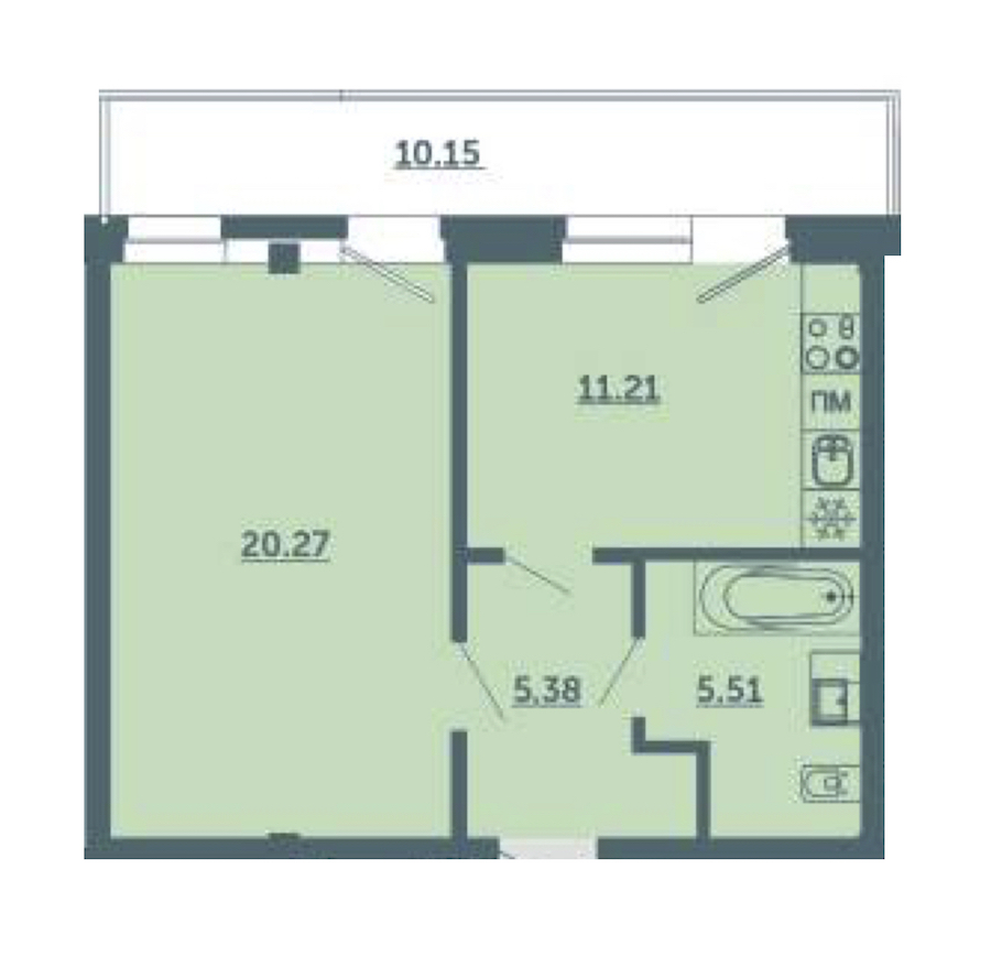 1-комнатная, 45 м² — ЖК ЖК Лахта Парк