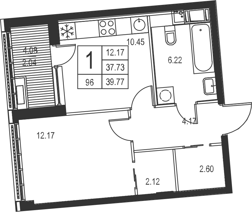 1-комнатная, 40 м² — ЖК ЖК Golden City (Голден сити)