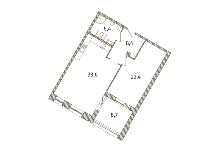 2-комнатная, 80 м² — ЖК МФК Аватар (МФК Avatar)