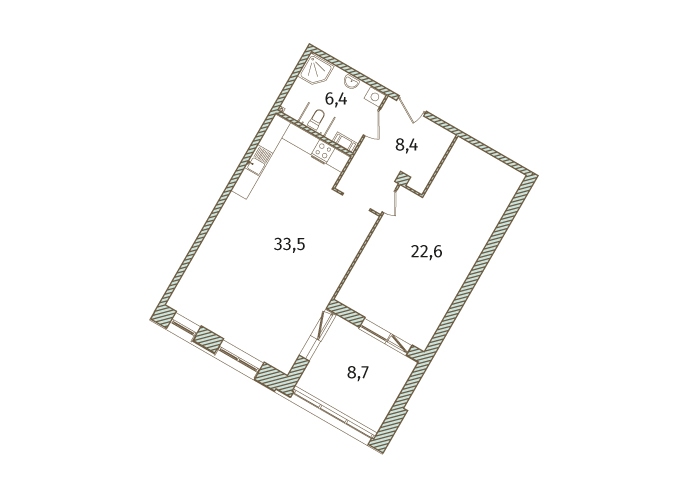 2-комнатная, 80 м² — ЖК МФК Аватар (МФК Avatar)