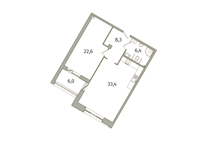 2-комнатная, 77 м² — ЖК МФК Аватар (МФК Avatar)