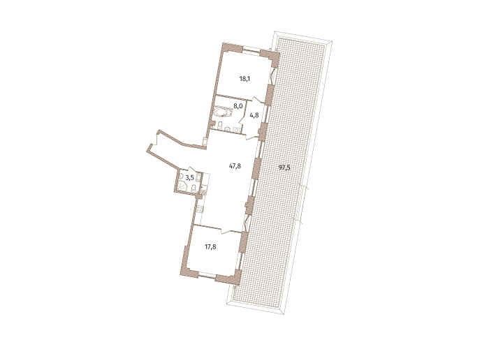 3-комнатная, 198 м² — ЖК МФК Аватар (МФК Avatar)