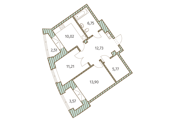 2-комнатная, 63 м² — ЖК ЖК Архитектор