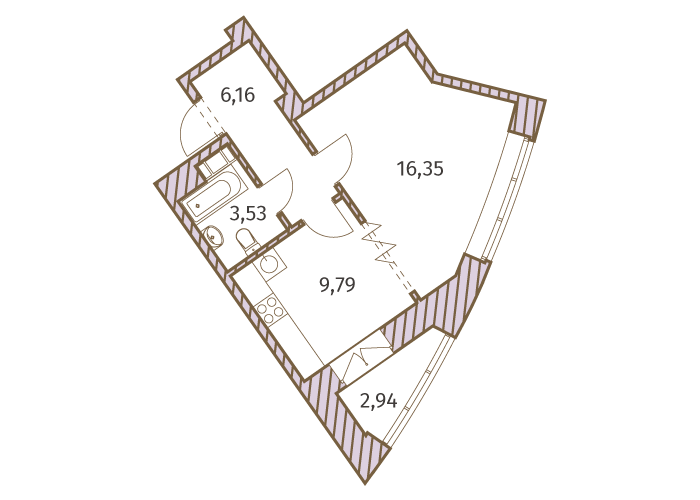 1-комнатная, 37 м² — ЖК ЖК Архитектор