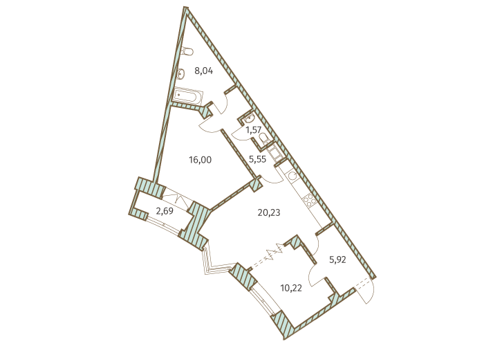 2-комнатная, 69 м² — ЖК ЖК Архитектор