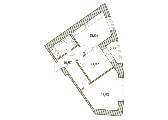 2-комнатная, 62 м² — ЖК ЖК Архитектор
