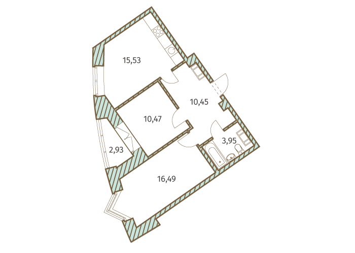 2-комнатная, 58 м² — ЖК ЖК Архитектор