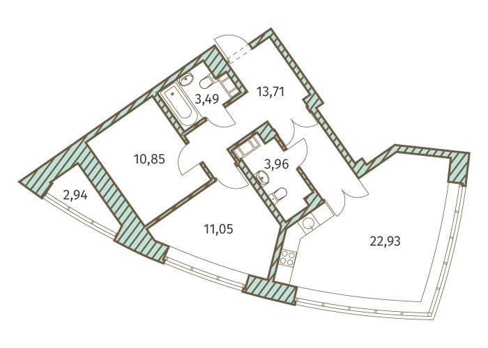 2-комнатная, 67 м² — ЖК ЖК Архитектор