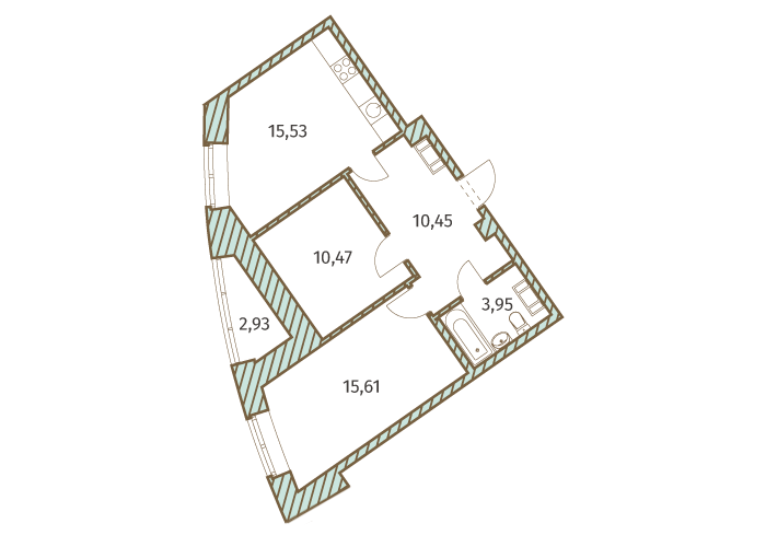 2-комнатная, 57 м² — ЖК ЖК Архитектор