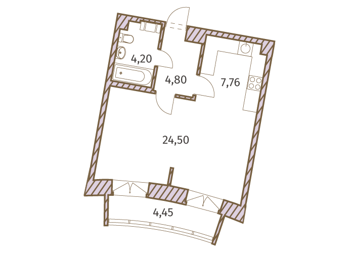 1-комнатная, 43 м² — ЖК ЖК Архитектор