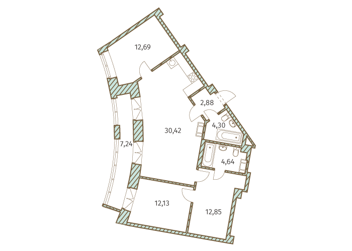 2-комнатная, 84 м² — ЖК ЖК Архитектор