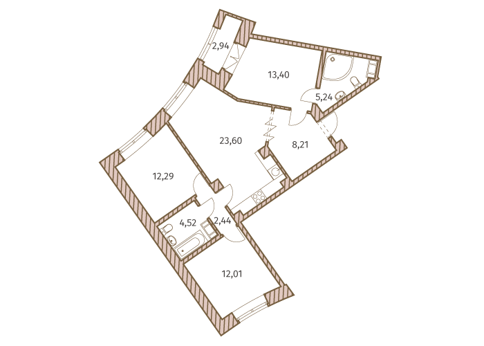3-комнатная, 83 м² — ЖК ЖК Архитектор