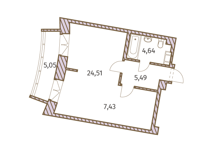 1-комнатная, 45 м² — ЖК ЖК Архитектор