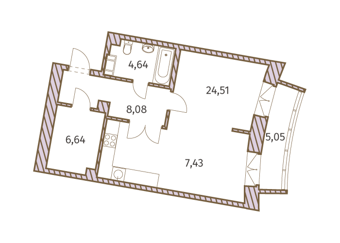 1-комнатная, 54 м² — ЖК ЖК Архитектор