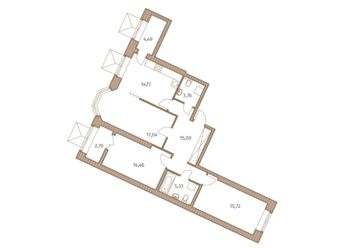 3-комнатная, 91 м² — ЖК ЖК Новое Купчино