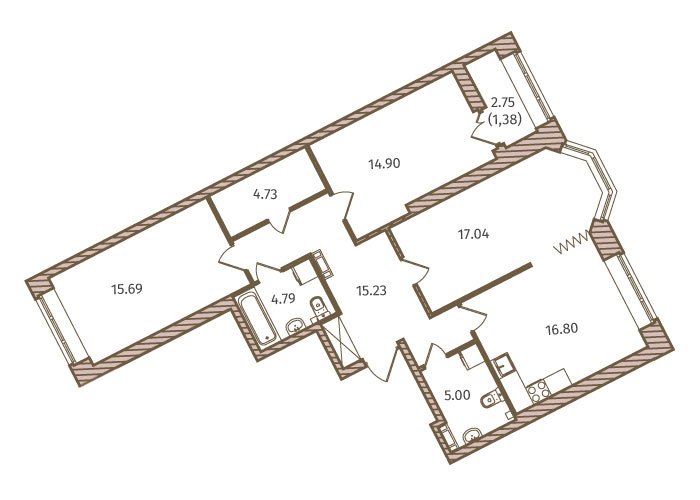 3-комнатная, 96 м² — ЖК ЖК Новое Купчино