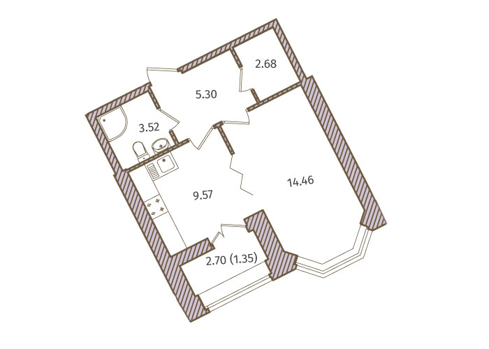 1-комнатная, 37 м² — ЖК ЖК Новое Купчино