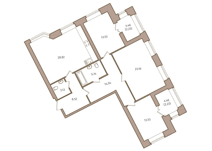 3-комнатная, 115 м² — ЖК ЖК Новое Купчино