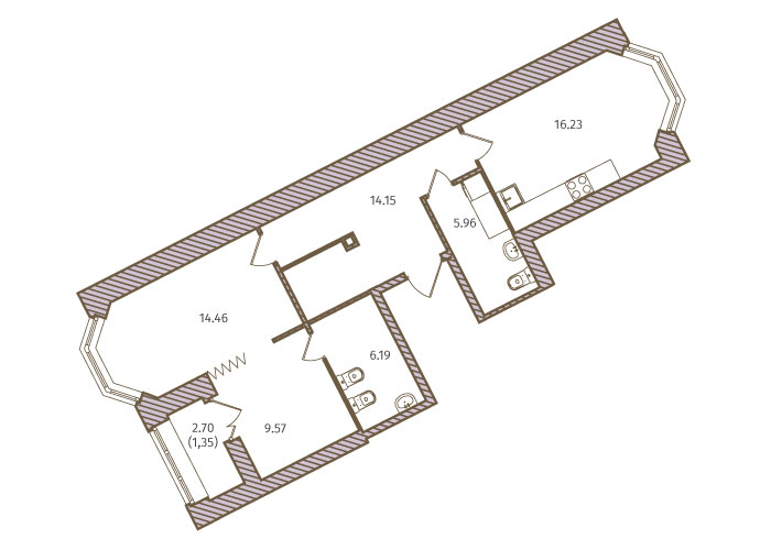 1-комнатная, 68 м² — ЖК ЖК Новое Купчино