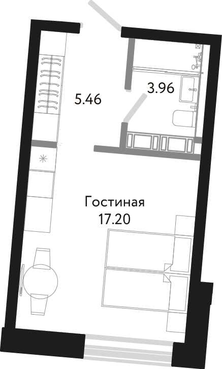 Студия, 27 м² — ЖК Апарт-отель Next (Некст)