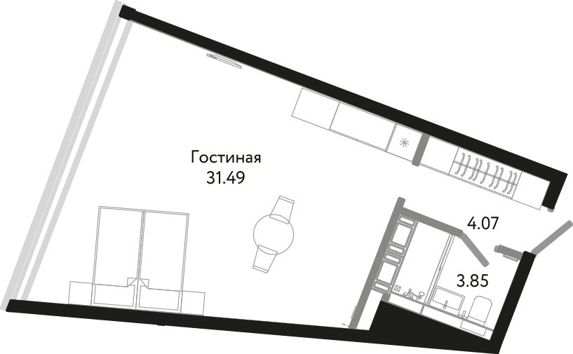 Студия, 39 м² — ЖК Апарт-отель Next (Некст)