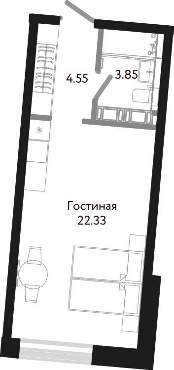 Студия, 31 м² — ЖК Апарт-отель Next (Некст)