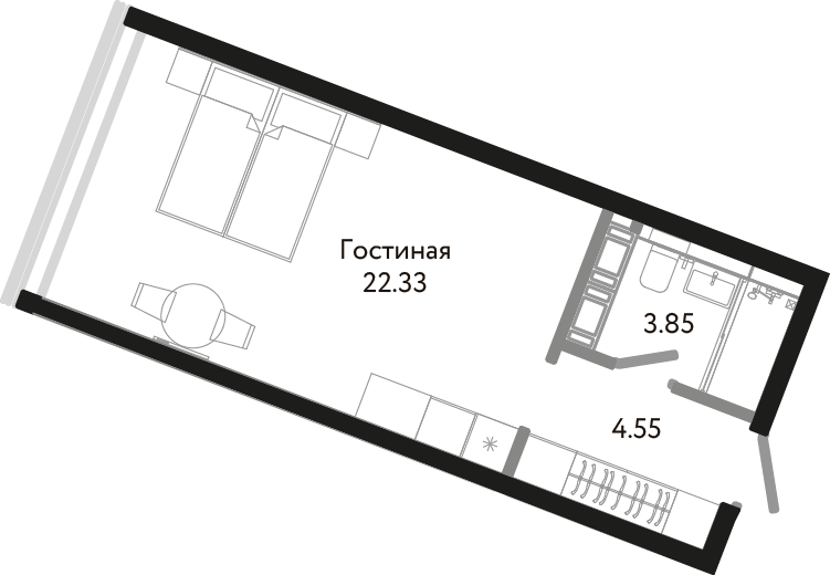 Студия, 31 м² — ЖК Апарт-отель Next (Некст)