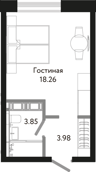 Студия, 26 м² — ЖК Апарт-отель Next (Некст)