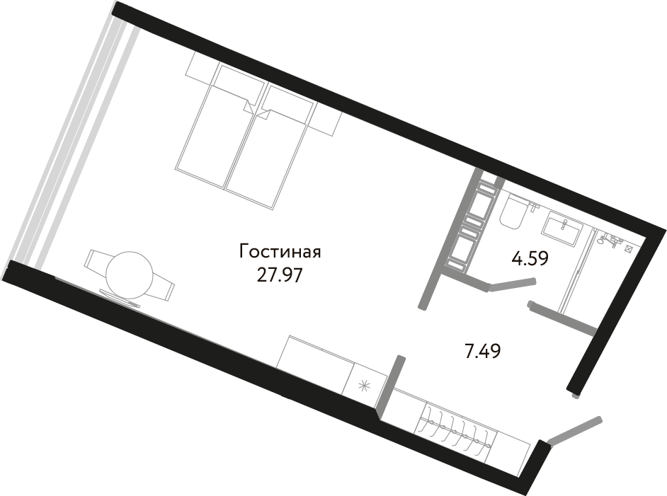 Студия, 40 м² — ЖК Апарт-отель Next (Некст)