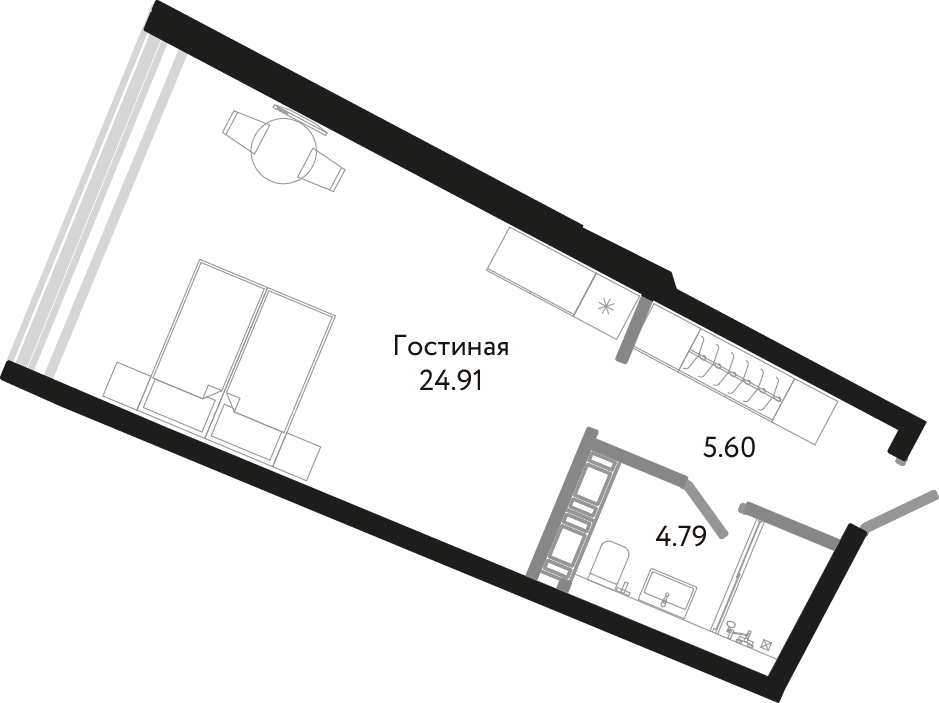 Студия, 35 м² — ЖК Апарт-отель Next (Некст)