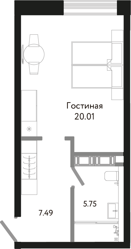Студия, 33 м² — ЖК Апарт-отель Next (Некст)
